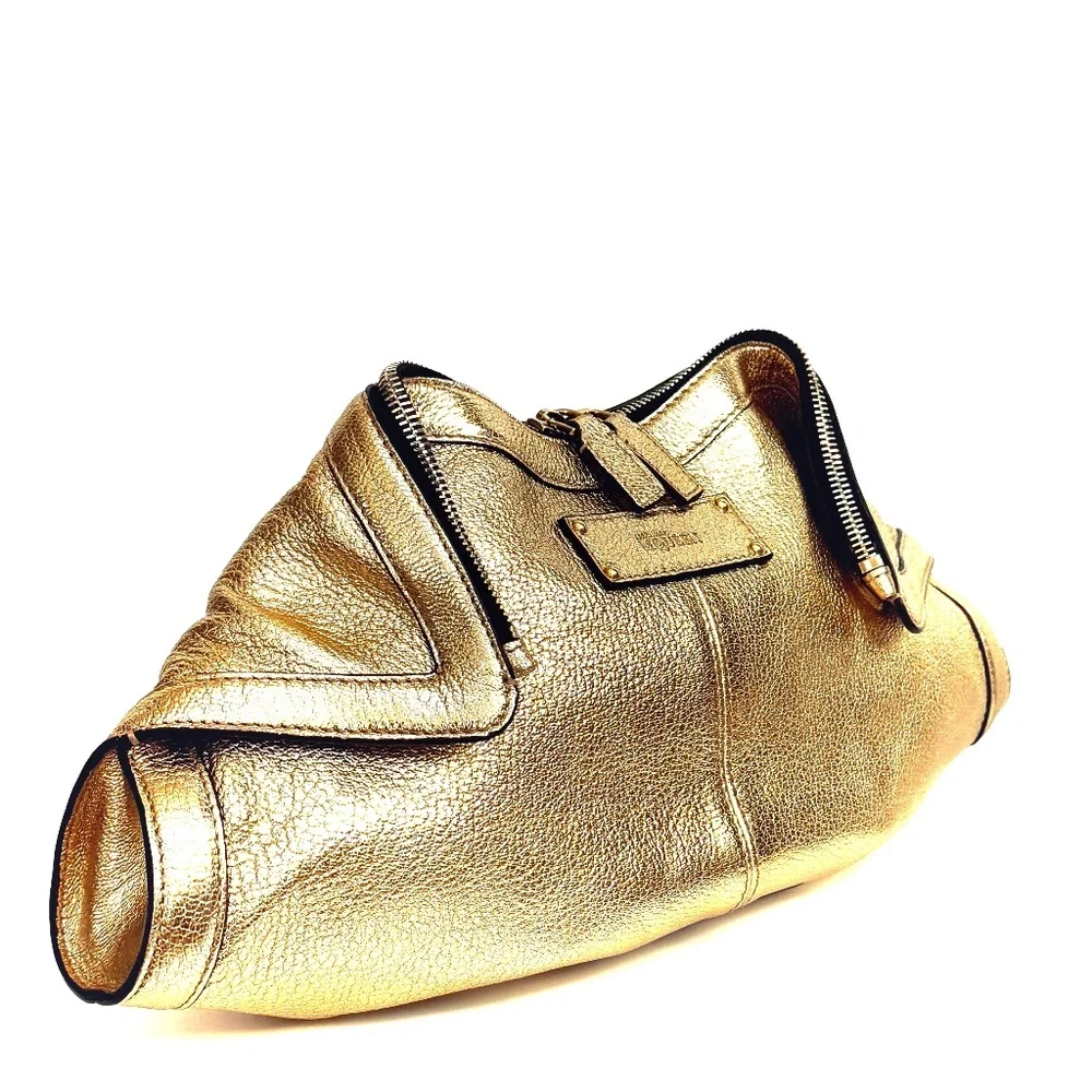 Alexander McQueen Metallic Lambskin Light Gold De Manta Clutch